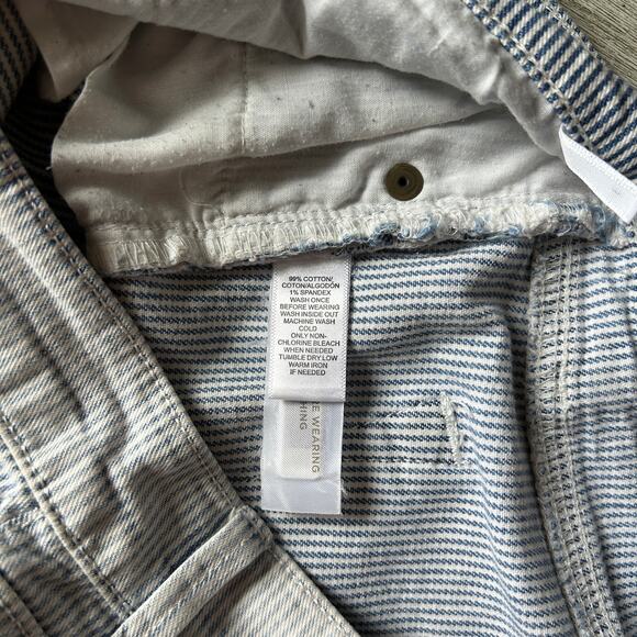 LOFT Blue/White Hickory/Railroad Stripe Distressed Relaxed Skinny Pants Sz 27/4 - Picture 11 of 11